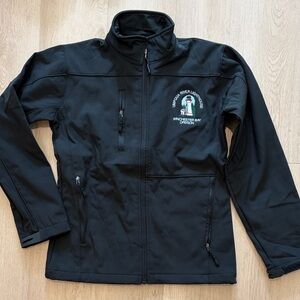 Winchester Bay Lighthouse Oregon Black Softshell Jacket size medium